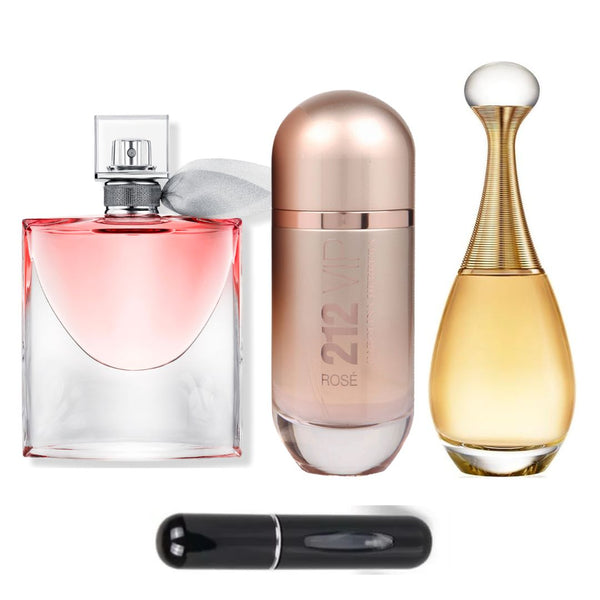 🔥¡Oferta Imperdible! Combo de Perfumes de Ensueño – Vidabella, 212 Rose, J’adore + REGALO🎁
